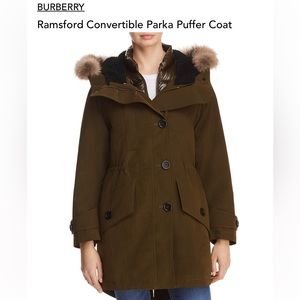 Beautiful warm Burberry 3 in 1 coat with fox collar. Barely worn. Size M.
